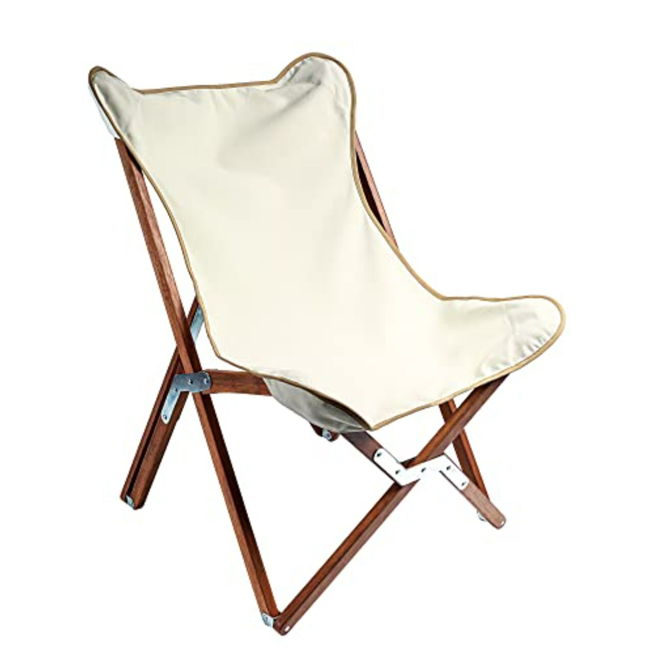 Outdoor Living and Style Outdoor Foldable Butterfly Chair - 34" - Cream and Brown